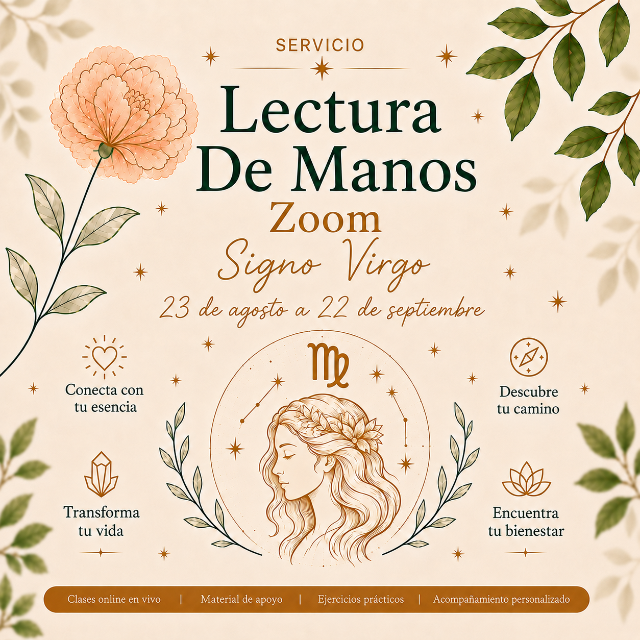 Lectura de Manos Zoom Signo Virgo – 23 Agosto a 22 de Septiembre